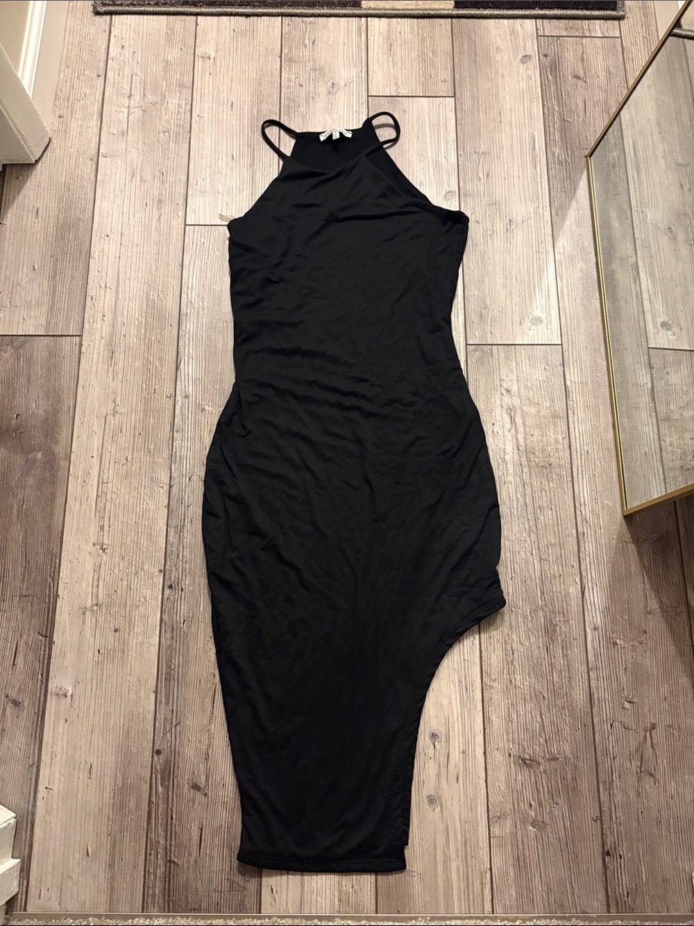 Charlotte Russe Black Halter Asymmetrical Midi Dress
